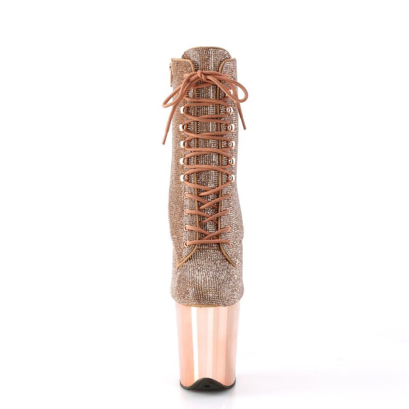 Pleaser Flamingo-1020CHRS Laarzen Dames Roze Goud | WEVUJ-BE