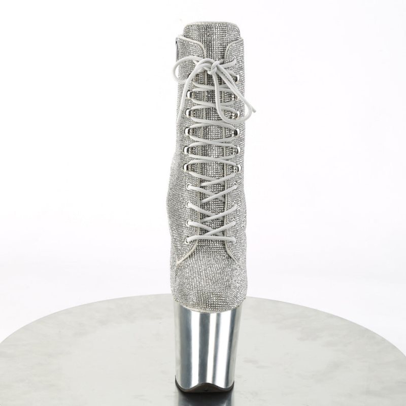 Pleaser Flamingo-1020CHRS Laarzen Dames Zilver | EZMTW-BE