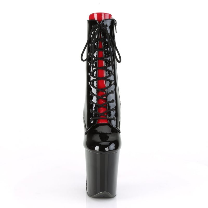 Pleaser Flamingo-1020FH Laarzen Dames Zwart Rood | JKGAI-BE