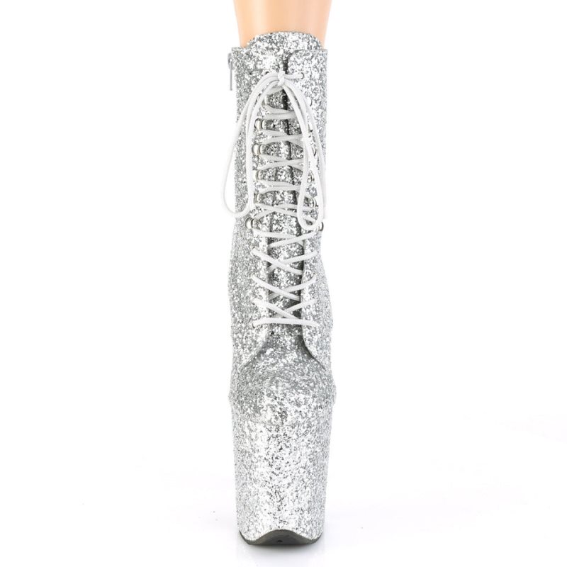Pleaser Flamingo-1020GWR Laarzen Dames Zilver | YBATZ-BE