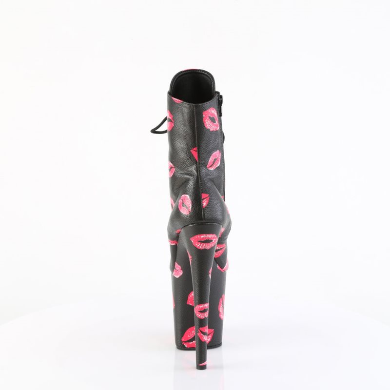 Pleaser Flamingo-1020KISSES Vegan Leather Laarzen Dames Zwart | UZIYR-BE