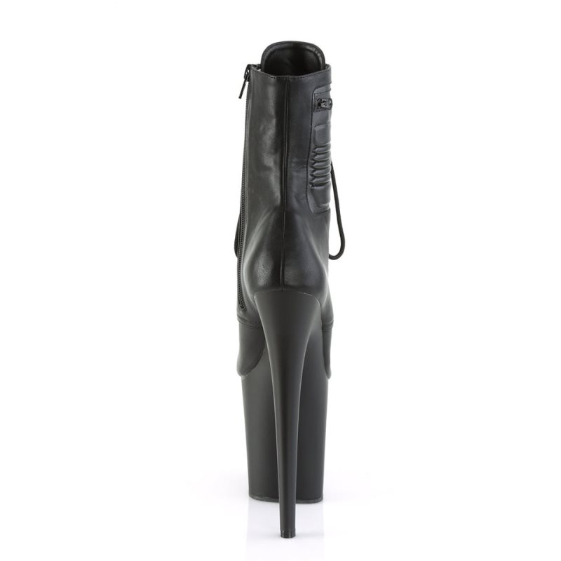 Pleaser Flamingo-1020PK Vegan Leather Laarzen Dames Zwart | TFGOY-BE