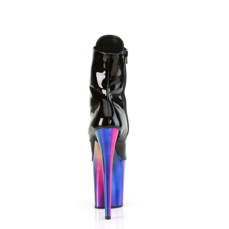 Pleaser Flamingo-1020RC Laarzen Dames Zwart Gekleurd | ZJORQ-BE
