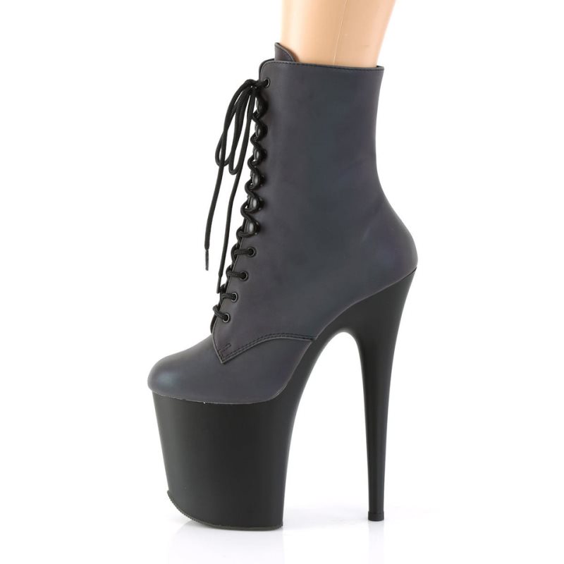 Pleaser Flamingo-1020REFL Laarzen Dames Groen Zwart | BTYKF-BE