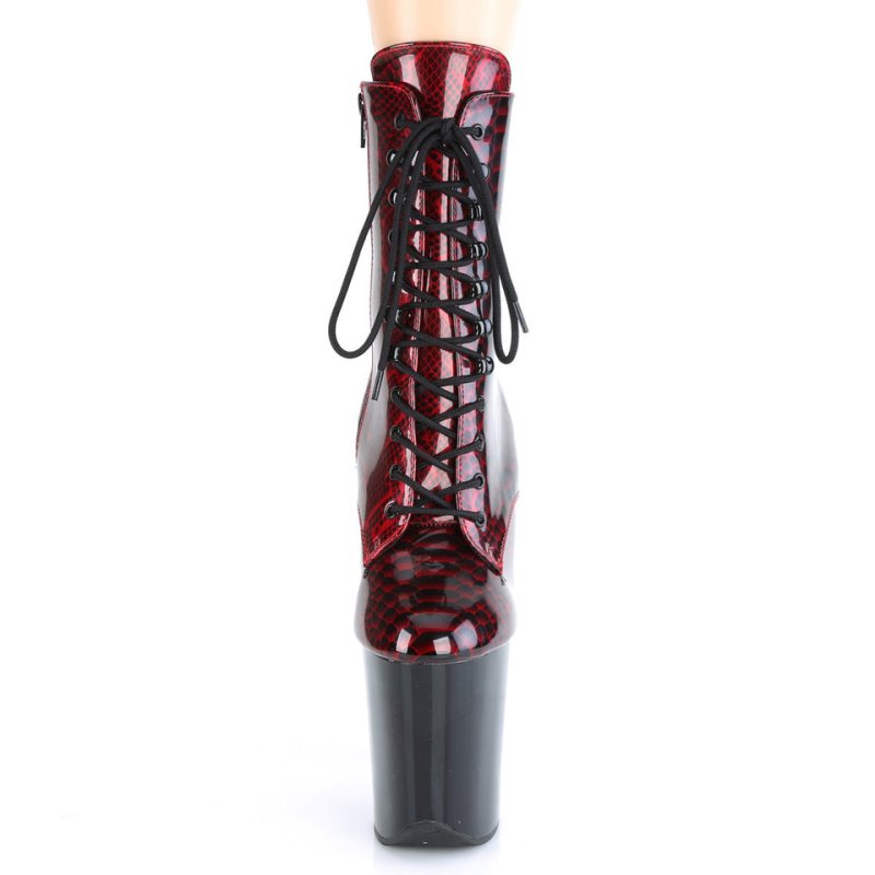 Pleaser Flamingo-1020SP Laarzen Dames Rood Zwart | JTFHE-BE