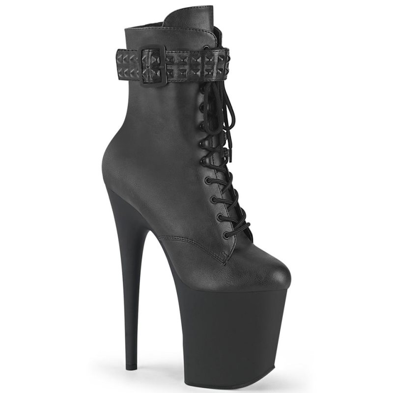 Pleaser Flamingo-1020STR Vegan Leather Laarzen Dames Zwart | JCDLX-BE