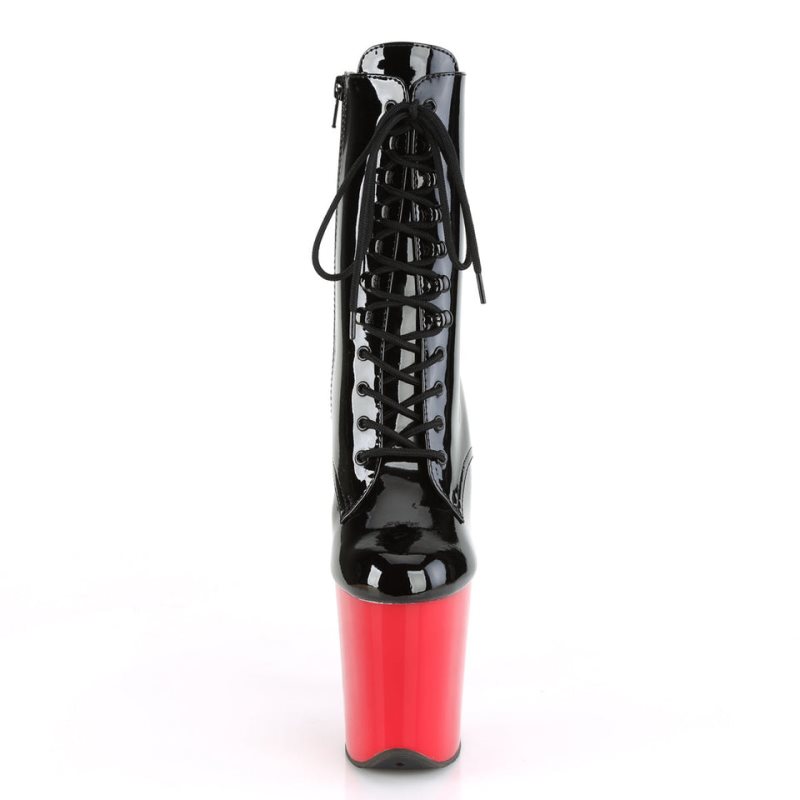 Pleaser Flamingo-1020 Laarzen Dames Zwart Rood | MUFQY-BE