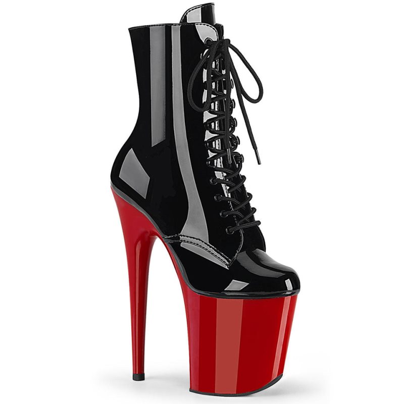 Pleaser Flamingo-1020 Laarzen Dames Zwart Rood | MUFQY-BE