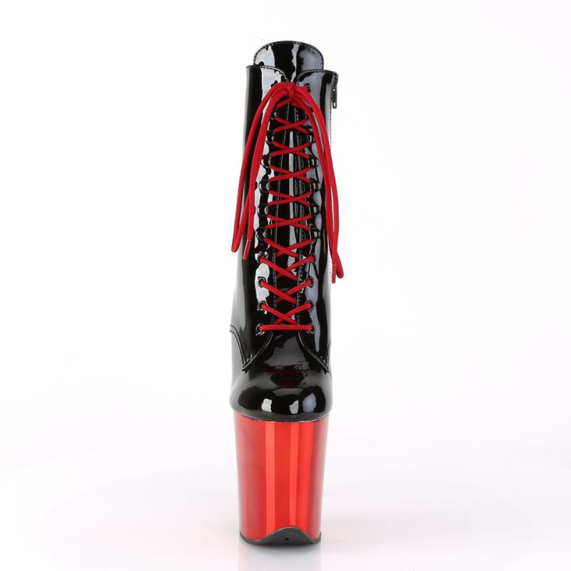 Pleaser Flamingo-1020 Laarzen Dames Zwart Rood | DGHOQ-BE
