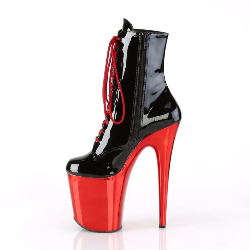 Pleaser Flamingo-1020 Laarzen Dames Zwart Rood | DGHOQ-BE