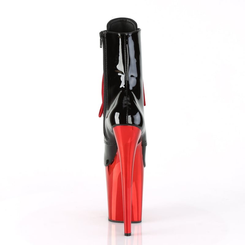 Pleaser Flamingo-1020 Laarzen Dames Zwart Rood | DGHOQ-BE