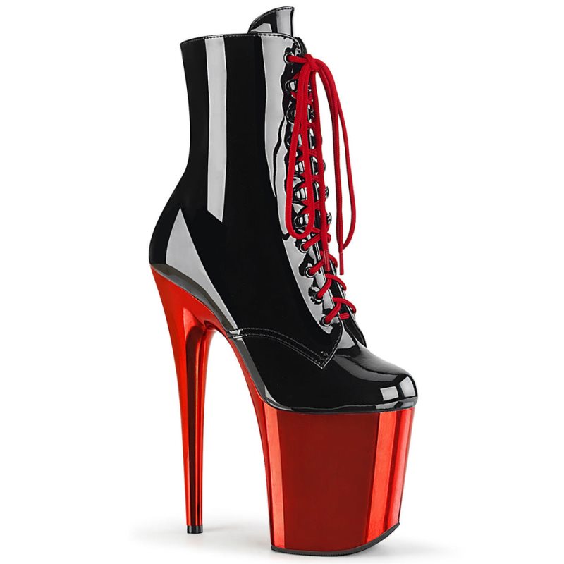Pleaser Flamingo-1020 Laarzen Dames Zwart Rood | DGHOQ-BE