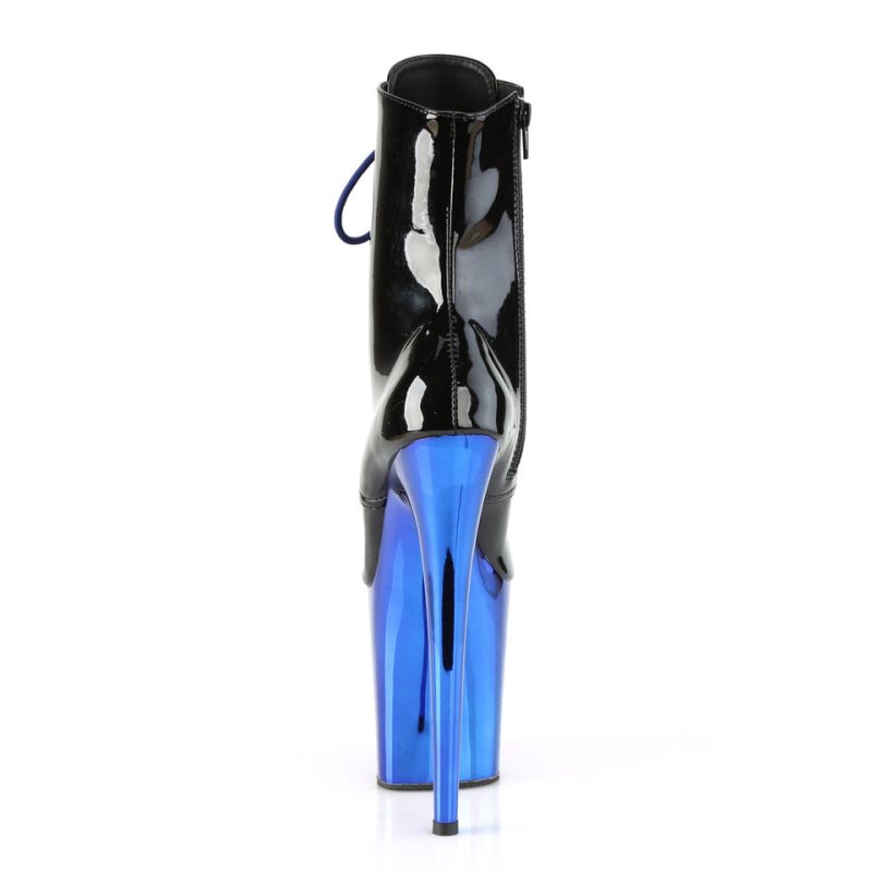 Pleaser Flamingo-1020 Laarzen Dames Zwart Blauw | XLKDZ-BE