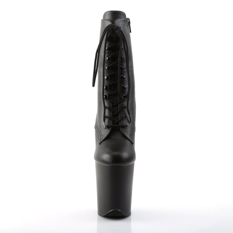 Pleaser Flamingo-1020 Vegan Leather Laarzen Dames Zwart | MGYSB-BE