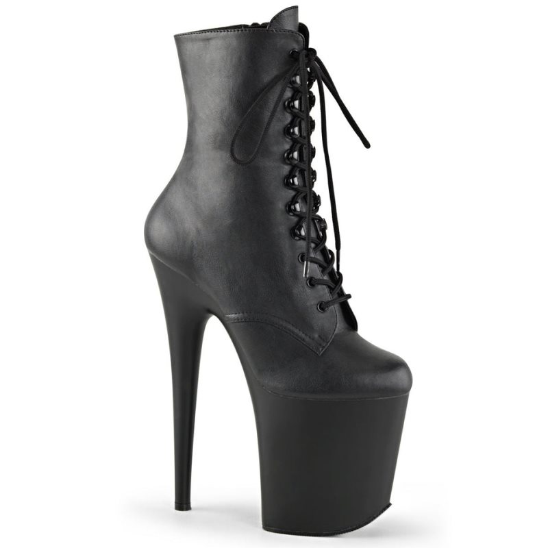 Pleaser Flamingo-1020 Vegan Leather Laarzen Dames Zwart | MGYSB-BE
