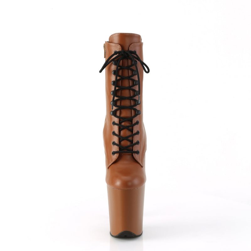 Pleaser Flamingo-1020 Vegan Leather Laarzen Dames Koffie | KPRNI-BE