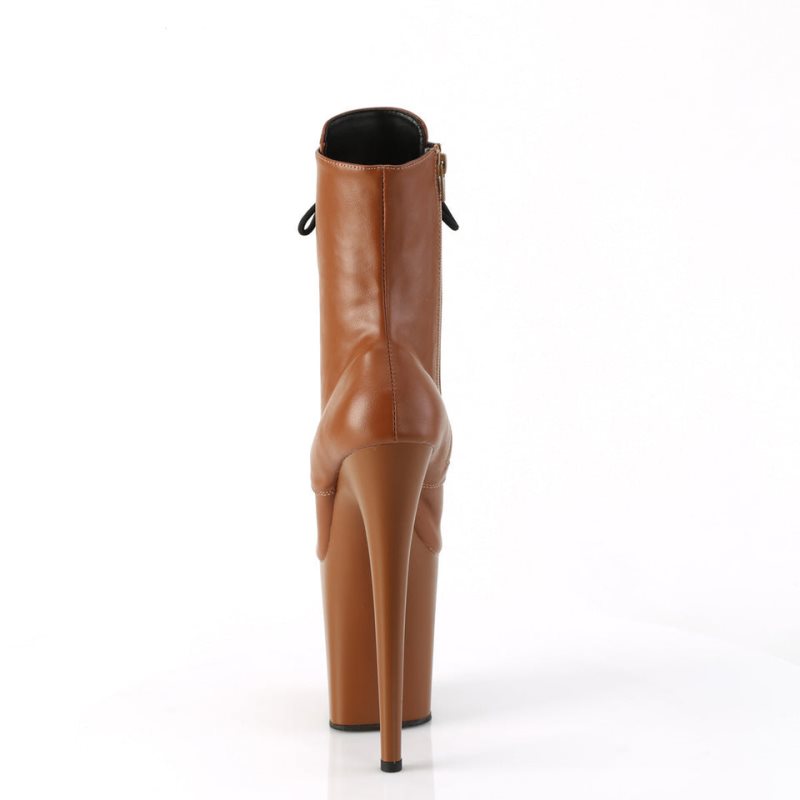 Pleaser Flamingo-1020 Vegan Leather Laarzen Dames Koffie | KPRNI-BE