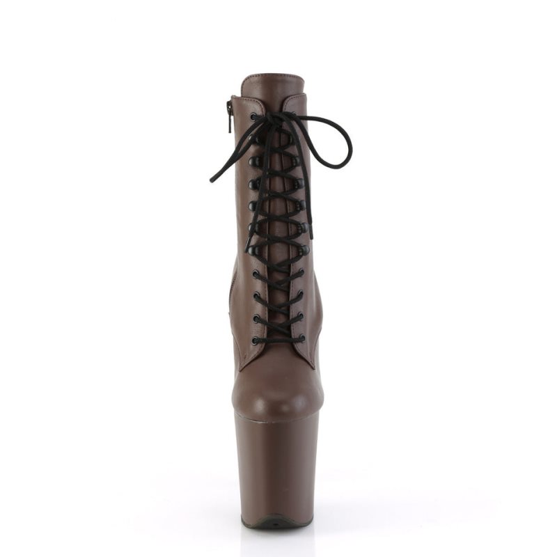 Pleaser Flamingo-1020 Vegan Leather Laarzen Dames Bruin | VJRQE-BE