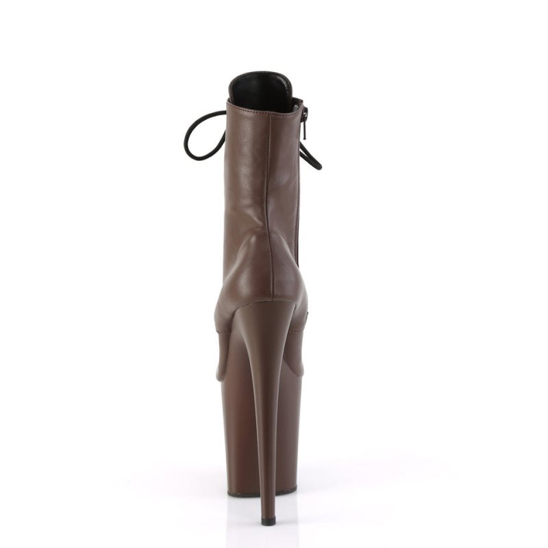 Pleaser Flamingo-1020 Vegan Leather Laarzen Dames Bruin | VJRQE-BE