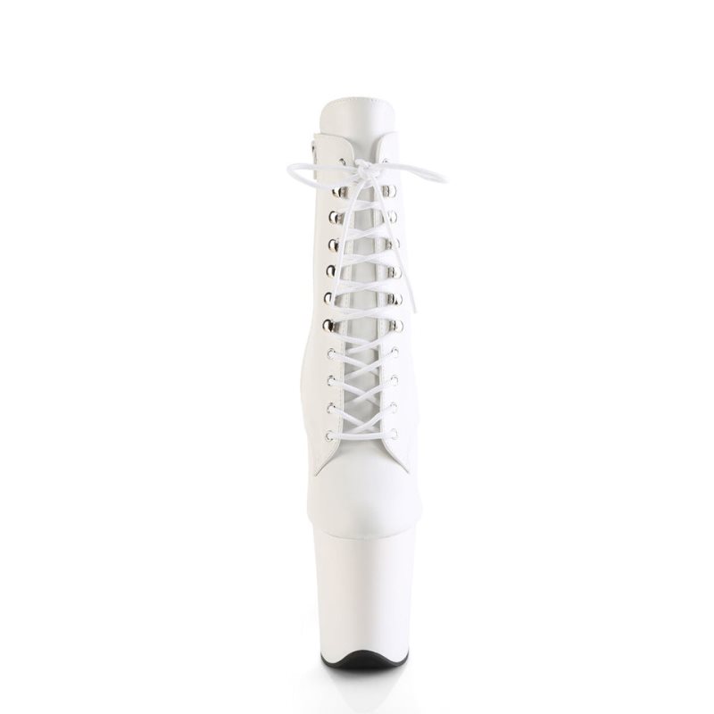 Pleaser Flamingo-1020 Vegan Leather Laarzen Dames Wit | UBIVP-BE