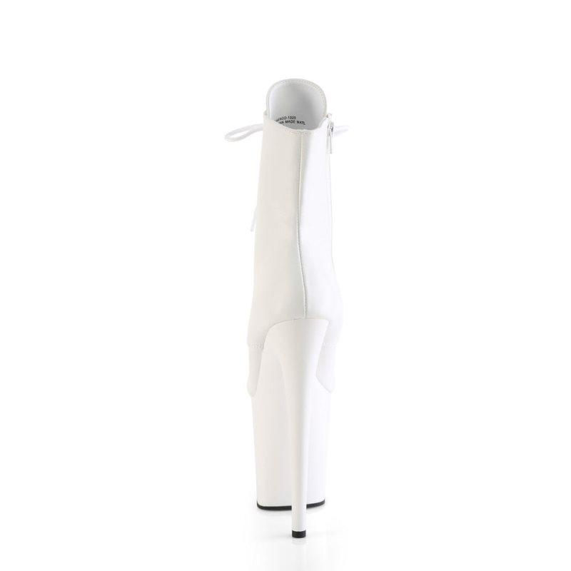 Pleaser Flamingo-1020 Vegan Leather Laarzen Dames Wit | UBIVP-BE