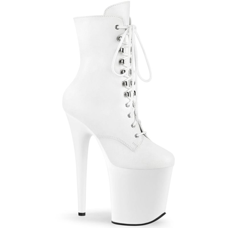 Pleaser Flamingo-1020 Vegan Leather Laarzen Dames Wit | UBIVP-BE
