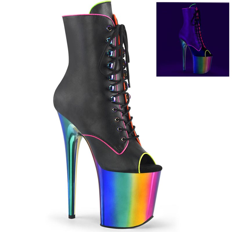 Pleaser Flamingo-1021RC-02 Laarzen Dames Zwart Gekleurd | BQAMJ-BE