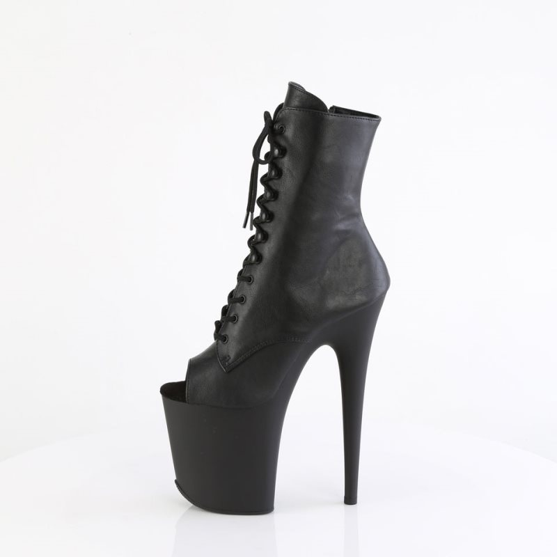Pleaser Flamingo-1021 Vegan Leather Laarzen Dames Zwart | QKNEM-BE