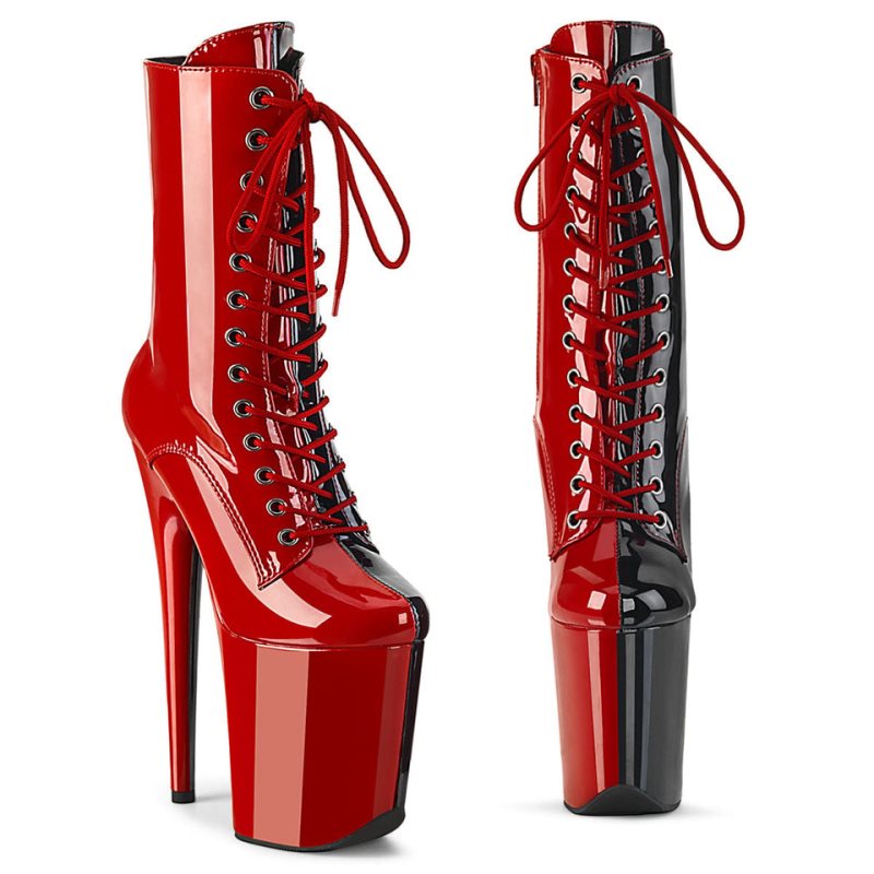 Pleaser Flamingo-1040TT Laarzen Dames Rood Zwart | AUIBD-BE