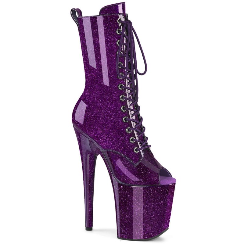 Pleaser Flamingo-1041GP Glitter Laarzen Dames Paars | RQBDH-BE