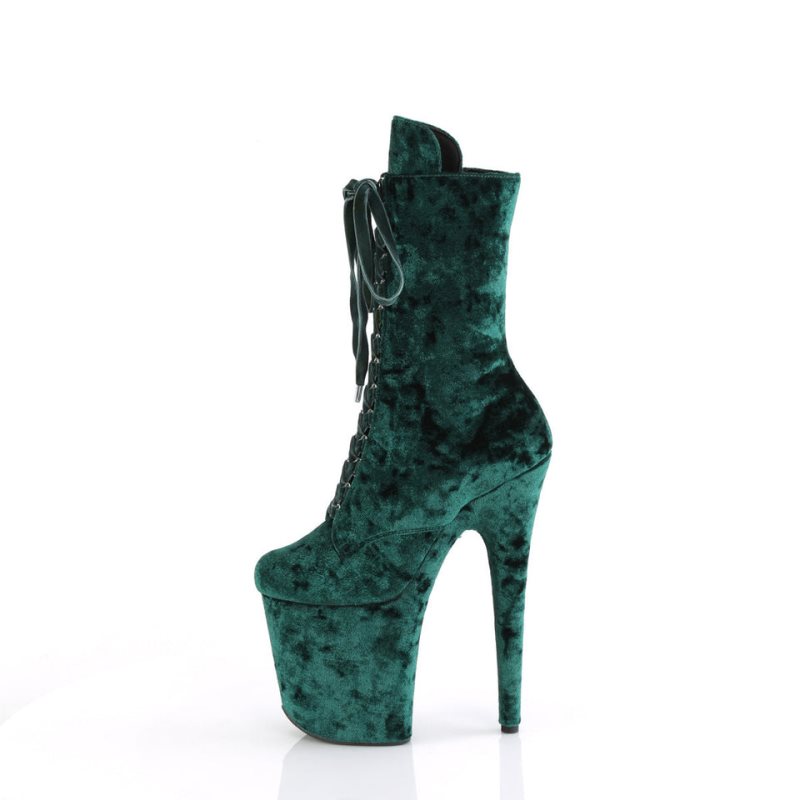 Pleaser Flamingo-1045VEL Laarzen Dames Groen | AMFYB-BE