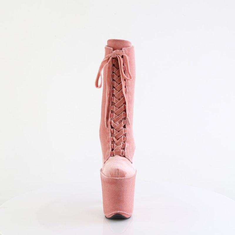 Pleaser Flamingo-1045VEL Laarzen Dames Roze | FLPWI-BE