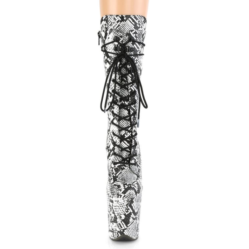 Pleaser Flamingo-1050SP Laarzen Dames Wit Zwart | VRLFN-BE