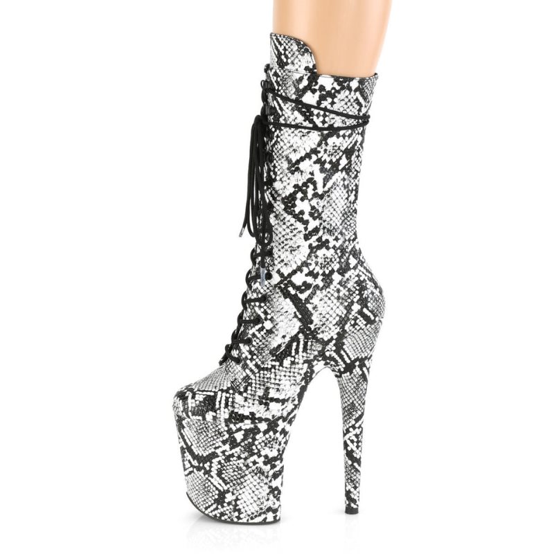 Pleaser Flamingo-1050SP Laarzen Dames Wit Zwart | VRLFN-BE