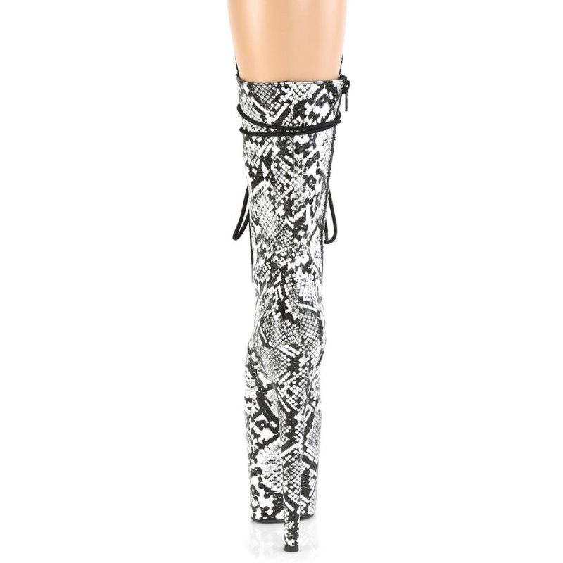 Pleaser Flamingo-1050SP Laarzen Dames Wit Zwart | VRLFN-BE