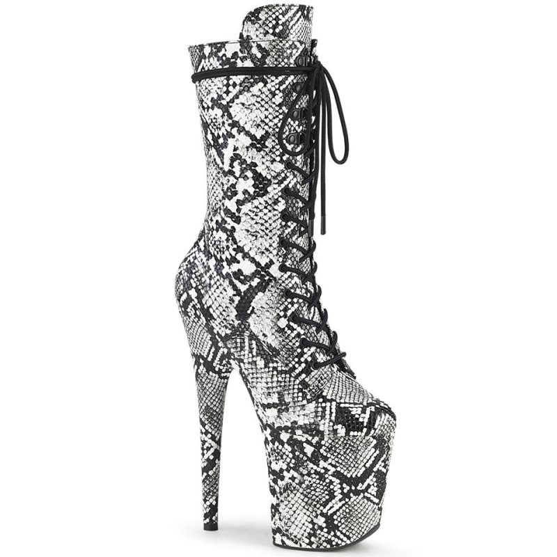 Pleaser Flamingo-1050SP Laarzen Dames Wit Zwart | VRLFN-BE
