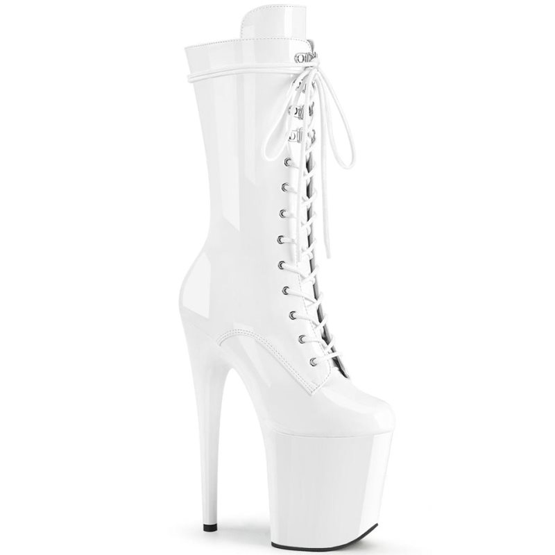Pleaser Flamingo-1050 Laarzen Dames Wit | NWUYQ-BE