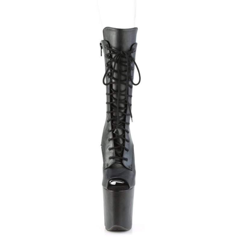 Pleaser Flamingo-1051WR Vegan Leather Laarzen Dames Zwart | JUFXK-BE