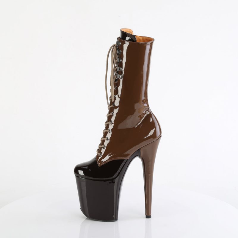 Pleaser Flamingo-1054DC Laarzen Dames Koffie Donkerbruin | RIELB-BE