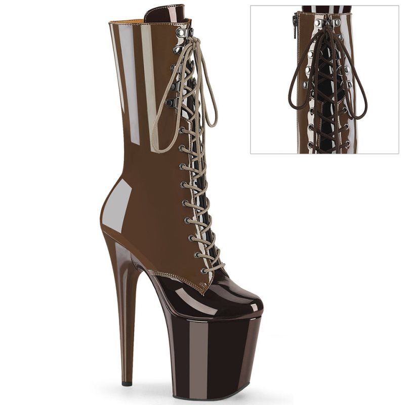 Pleaser Flamingo-1054DC Laarzen Dames Koffie Donkerbruin | RIELB-BE