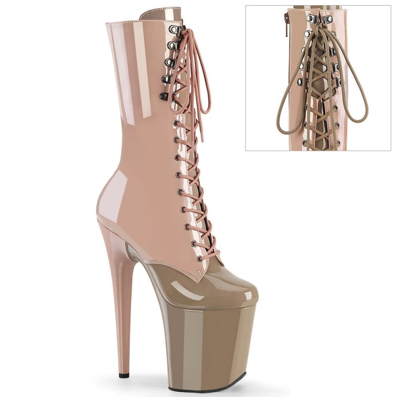 Pleaser Flamingo-1054DC Laarzen Dames Roze Bruin | HUOZL-BE