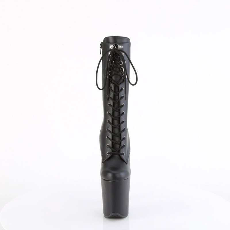 Pleaser Flamingo-1054 Vegan Leather Laarzen Dames Zwart | SNXLD-BE