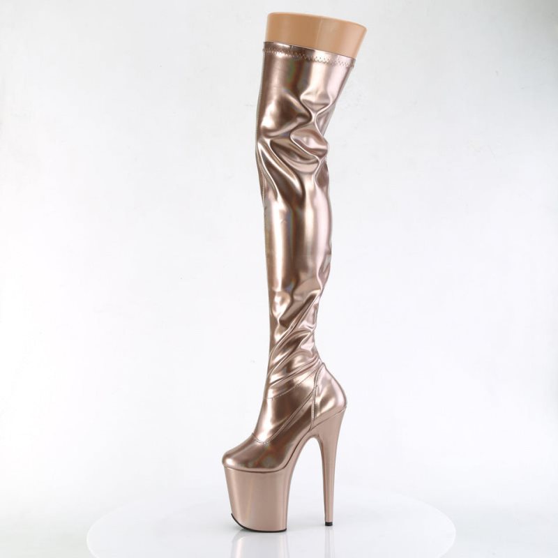 Pleaser Flamingo-3000HWR Hoge Hakken Dames Roze Goud | PBRTH-BE