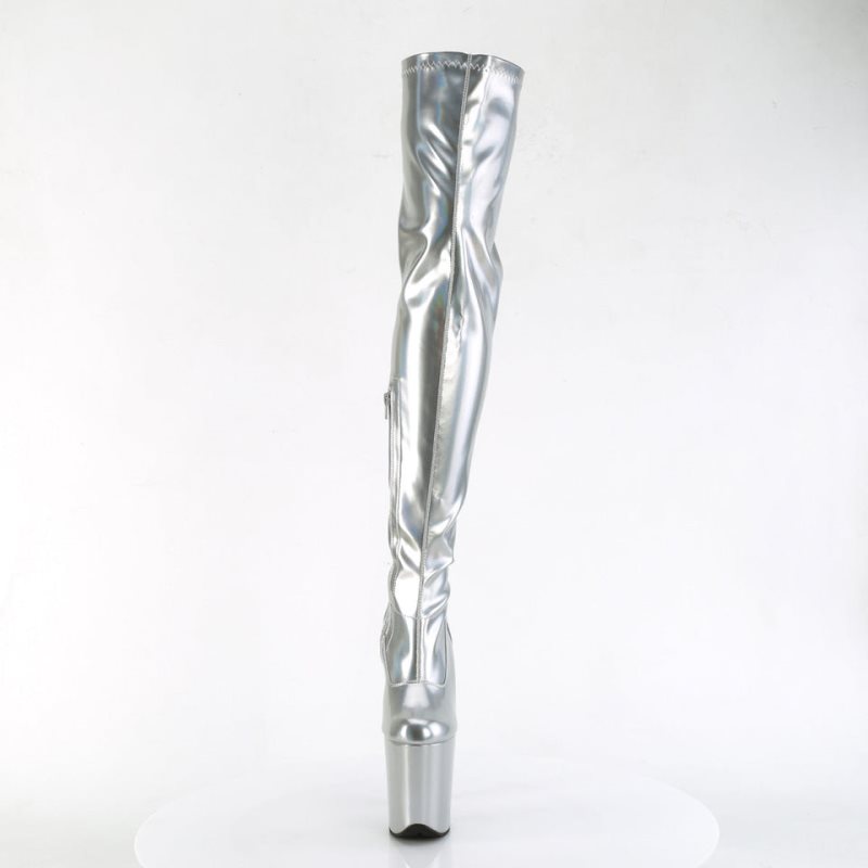 Pleaser Flamingo-3000HWR Hoge Hakken Dames Zilver | OFZJX-BE