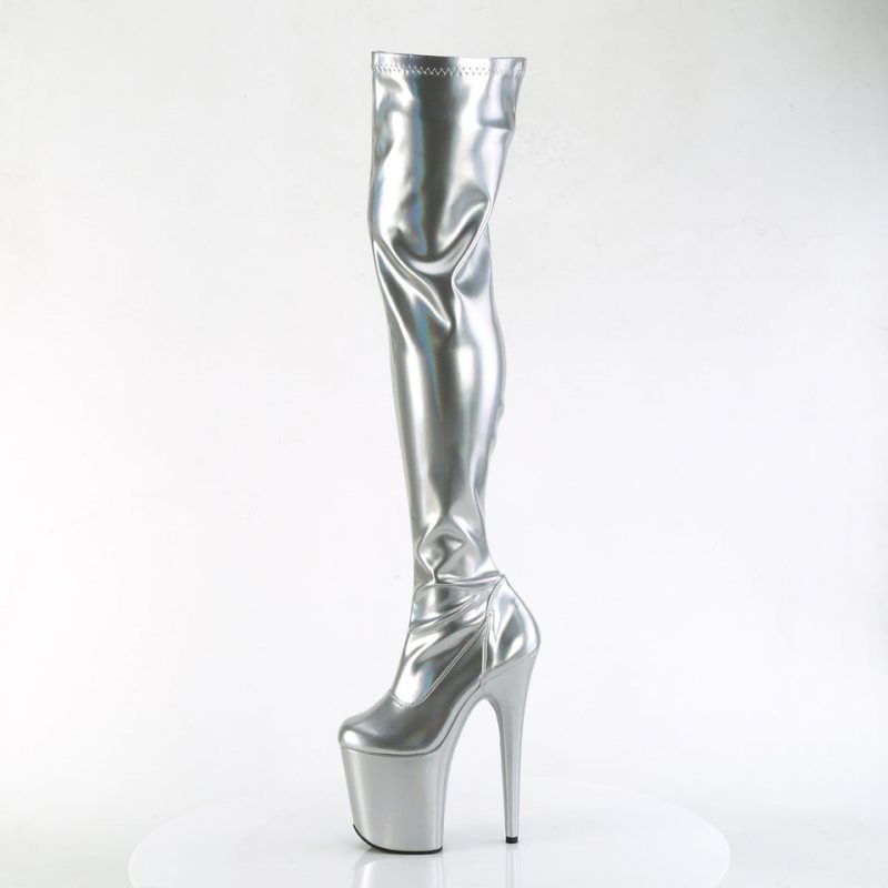Pleaser Flamingo-3000HWR Hoge Hakken Dames Zilver | OFZJX-BE