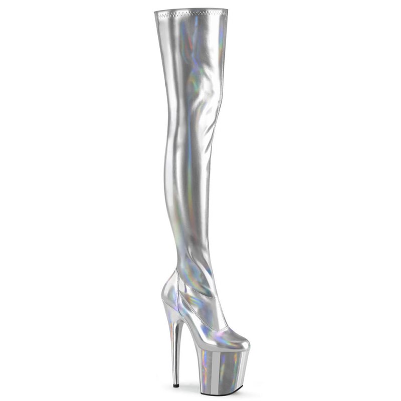 Pleaser Flamingo-3000HWR Hoge Hakken Dames Zilver | OFZJX-BE