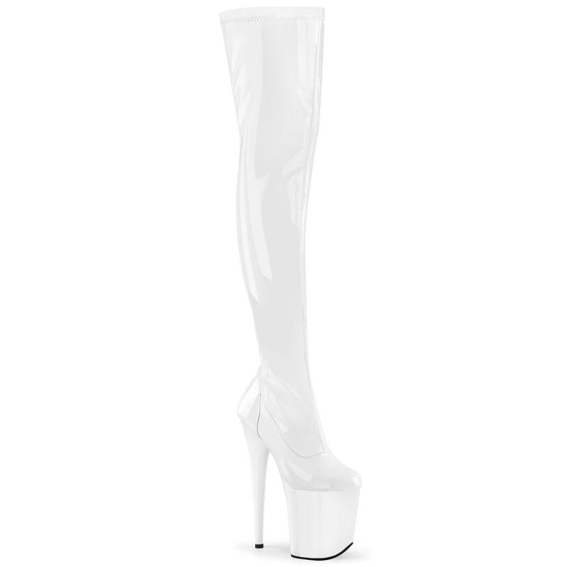 Pleaser Flamingo-3000 Hoge Hakken Dames Wit | KAWCI-BE