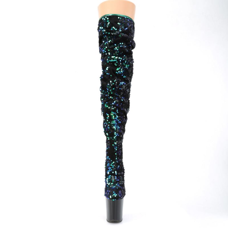 Pleaser Flamingo-3004 Hoge Hakken Dames Groen Zwart | GZXBA-BE