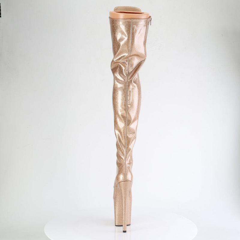 Pleaser Flamingo-3020GP Glitter Hoge Hakken Dames Goud | SAIPF-BE