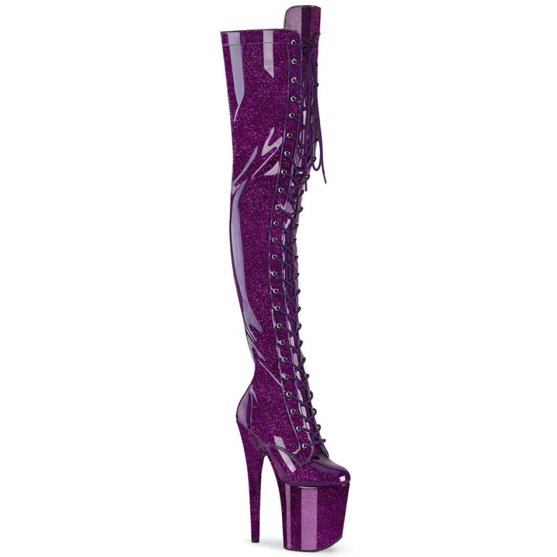 Pleaser Flamingo-3020GP Glitter Hoge Hakken Dames Paars | FLGTK-BE